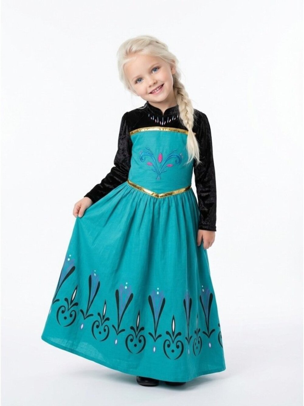 Girls Elsa Inspired Princess Dress Costume with Cape (Size 4)